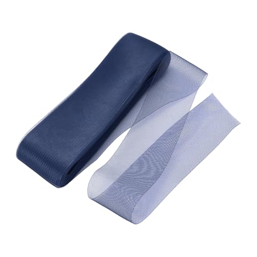 sourcing map Stiff Horsehair Braid 50 Yards 8cm Soft Horsehair Trim for Polyester Boning Sewing Wedding Dress Dance Gown Shaping Trimming, Navy Blue