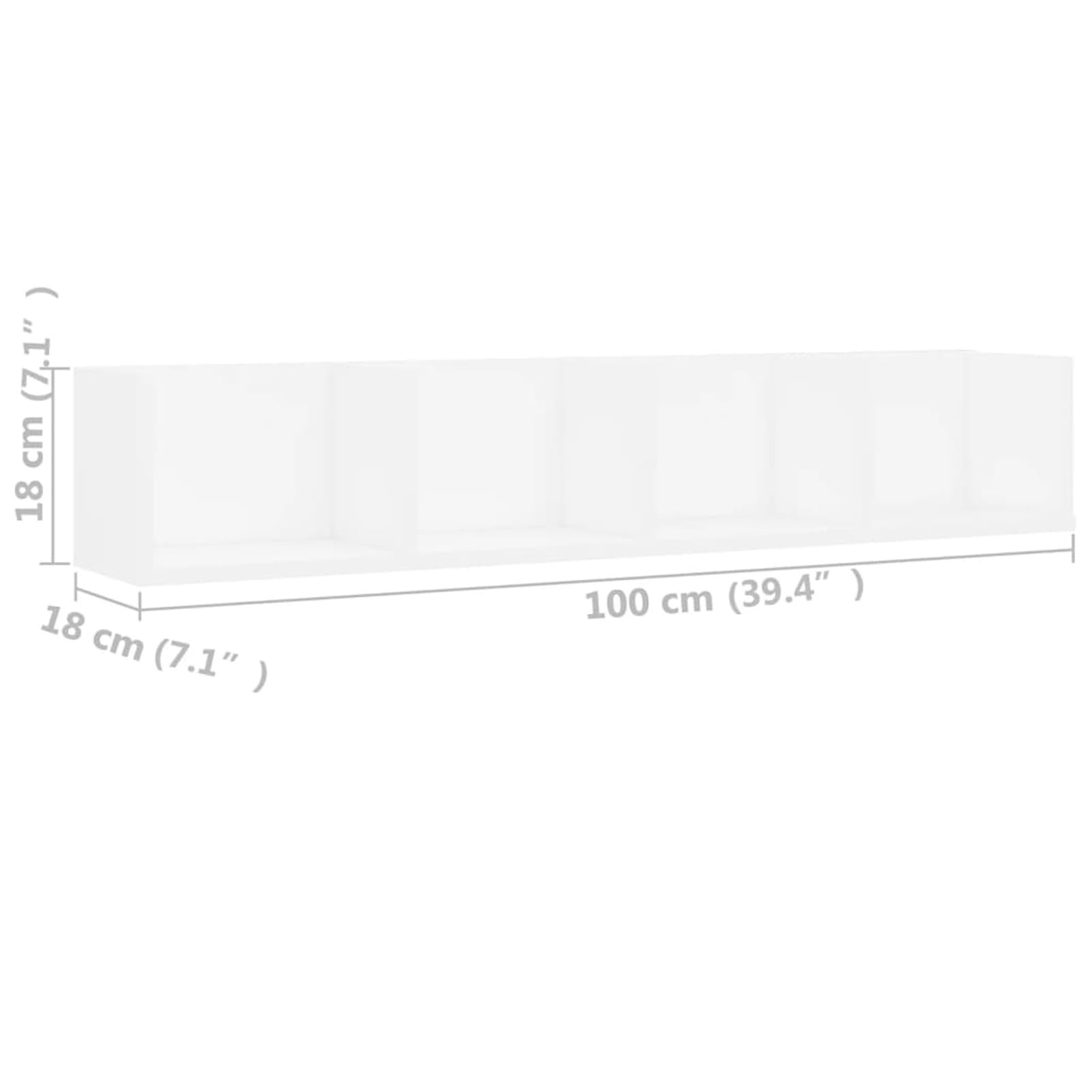 Leepesx Scaffale Porta CD a Parete Bianco 100x18x18 cm in Truciolato,Scaffale,Scaffale a Parete,Decorative Mensole per Camera da Letto,Soggiorno,Ufficio