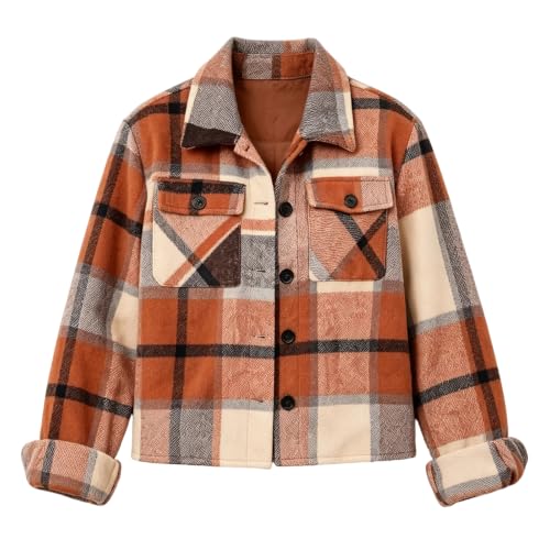 Cropped Plaid Jackets for Women Long Sleeve Fall Cropped Cardigan - image 5