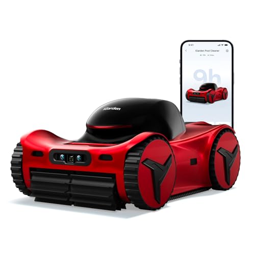 iGarden Robotic Pool Cleaner M1 AI Series, 9H Runtime, AI Dual-Camera Vision, 5,019 GPH Suction, Smart Navigation, Wall & Waterline Cleaning for Above & In-Ground Pools