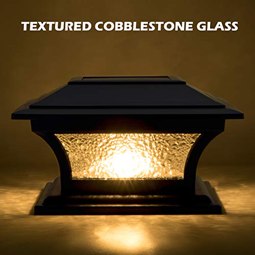 Siedinlar Solar Post Lights Outdoor Glass Led Fence Cap Light 2 Modes For 4X4 5X5 6X6 Posts Deck Patio Garden Decoration Warm White/Cool White Lighting Black (2 Pack) #TOP5