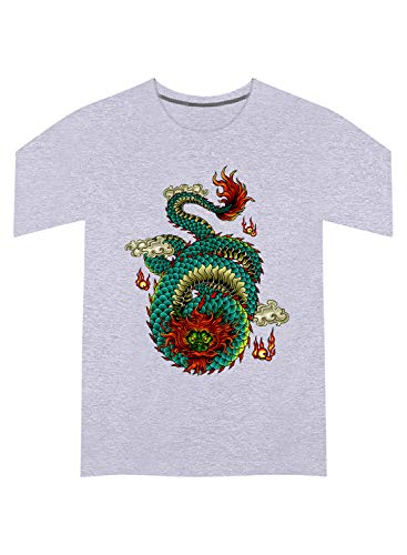Image of CreativiT Graphic Printed T-Shirt for Unisex Dragon Tshirt | Casual Half Sleeve Round Neck T-Shirt | 100% Cotton | D00207-32