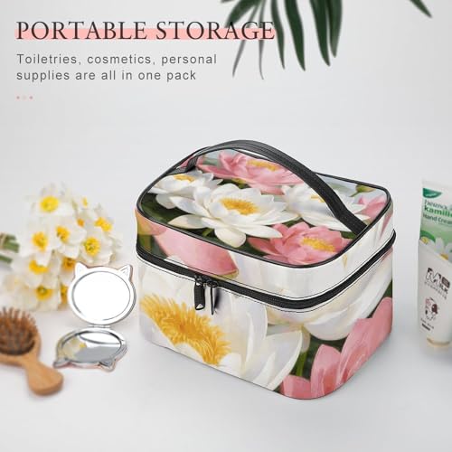 Bolsa de cosméticos portátil e impermeable con cremallera y asa resistente 5