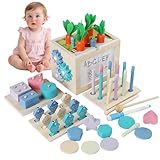 RENDIN Juguetes Montessori 10 en 1 para Niños - Material Didáctico Preescolar con Pesca, Engranajes, Formas, Dibujo |...