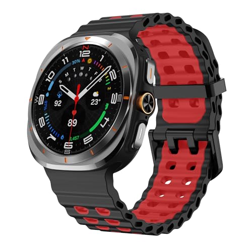 Image of Compatible with Samsung Galaxy Ultra Watch Strap, Double-colored Soft Silicone Galaxy Watch Ultra Strap Adjustable Rugged Sport Bands for Galaxy Ultra Watch 47mm Men Women(NO WATCH)