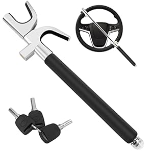 SURDOCA Multifunction Steering Wheel Lock – High Security Anti Theft Steering Wheel Lock with Window Breaker – Universal Car Wheel Lock – Easy Installation Fit for Auto Truck SUV Van