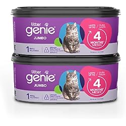 Litter Genie Refill Bags | Jumbo 2-Pack, 56 Total ft | Up to 8 Months of Supply in 2 cartridges | Ultimate Odor Control Cat Litter Bags
