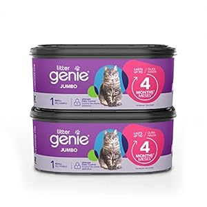 Litter Genie Sacchetti di Ricarica Jumbo (Confezione da 2) | Tecnologia Multistrato di barriera Contro Gli odori | 1 Cartuccia di Ricarica Quadrata Dura Fino a 4 Mesi per Gatto