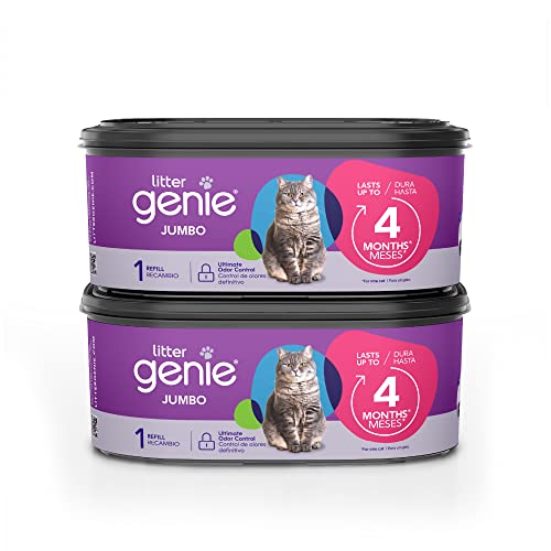 Litter Genie Refill Bags | Jumbo 2-Pack, 56 Total ft | Up to 8 Months of Supply in 2 cartridges | Ultimate Odor Control Cat Litter Bags by Litter Genie - Used condition - US$24.06