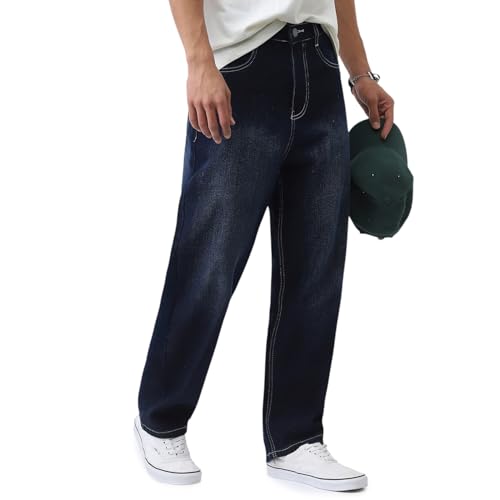 Image of Urbano Fashion Men's Loose Baggy Fit Washed Jeans Non-Stretchable