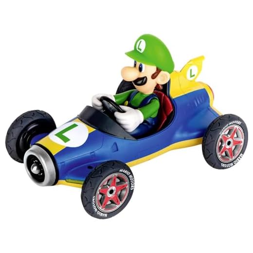 Carrera RC Nintendo Mario Kart Mach 8 mit Luigi I ferngesteuertes Auto ab 6 Jahren für drinnen & draußen I Mini Mario Kart mit Fernbedienung zum Mitnehmen I Spielzeug für Kinder & Erwachsene