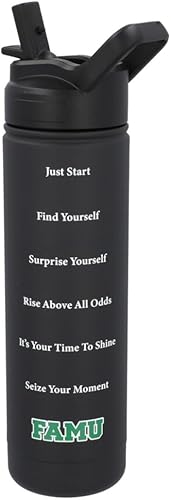 Miniatura 2 de Botella de agua con licencia oficial de la universidad universitaria con tapa de pajilla, termo de acero inoxidable aislado  Colección HBCU  25 onzas