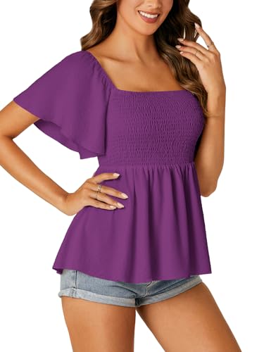Image of LYANER Women's Square Neck Cute Peplum Top