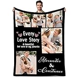 Lousrion Individuelle Bild- und Textdecke – personalisierte Foto-Überwurfdecke, ideal für Weihnachten, Geburtstag, Valentinstag, Hochzeitsgeschenke für Familie und Freunde