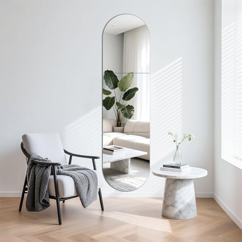 TSKDKIT 3 azulejos de espejo de cristal autoadhesivos, grandes para paredes, espejo HD de longitud completa, espejos de pared largos para puertas de armario, baño, dormitorio
