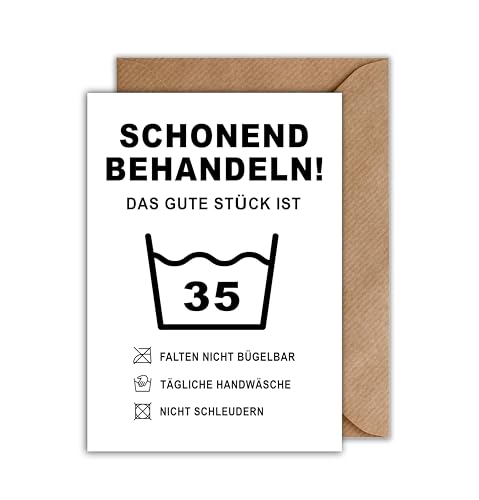 Lustige Geburtstagskarte Zum 35. - Hochwertige Karte Mit Rotem Umschlag, 14x21.6 Cm, Personalisierbar