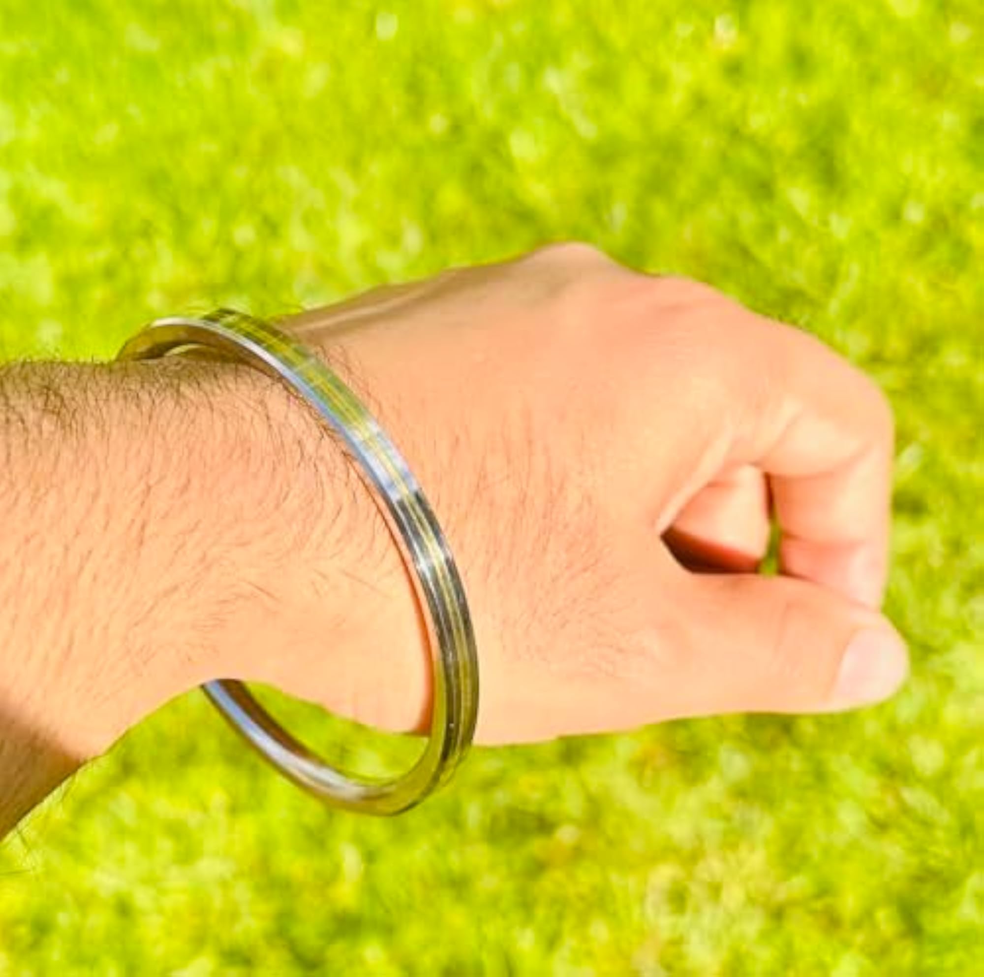 Brass Line Stainless Steel Sikh Kada for Unisex, Punjabi Bracelet
