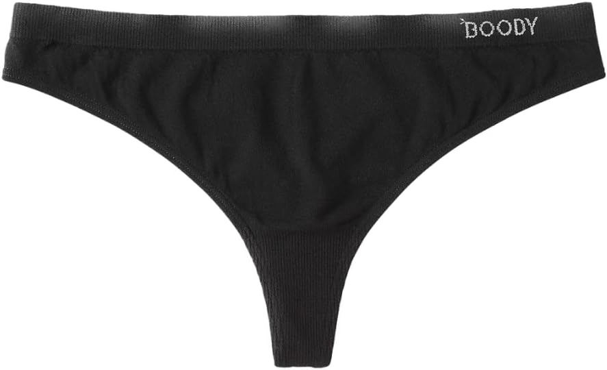 Boody Body EcoWear Womens GString Seamless Comfortable Thong Panties MediumLarge Black