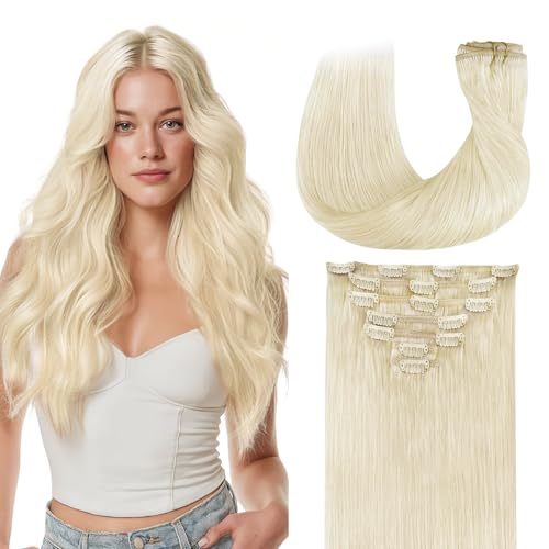 Image of GOO GOO Clip in Hair Extensions Real Human Hair Blonde Remy Extensions
