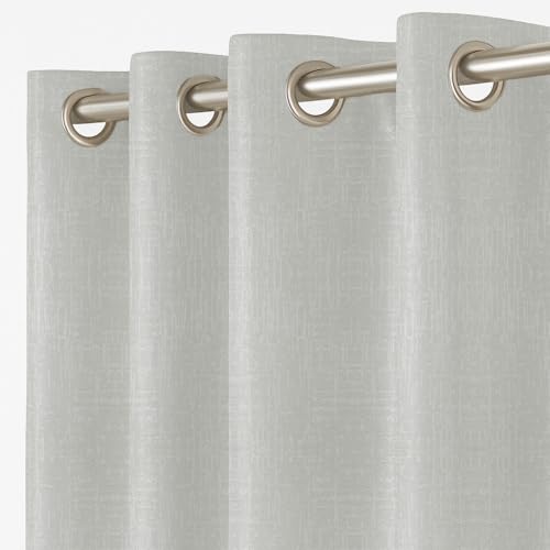 Image of LINENWALAS 100% True Blackout Curtains 6 Feet Long - Set of 2 Panels, Embossed Cladding Texture, Thermal Insulated & Noise Reducing Room Darkening Curtains for Window (Pearl White)