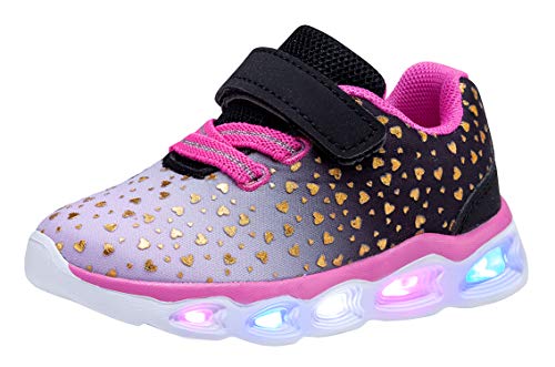 COODO Toddler Girls Light Up Shoes Little Kids Flashing Led Sneakers (9 Toddler,Violet)