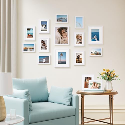 Image of Vittanly 15 Pack Picture Frames Collage Wall Decor for Mounting or Tabletop Display, Gallery Frame Set for Family, Multi Sizes Including 3pcs 8x10, 6pcs 5x7, 6pcs 4x6, White
