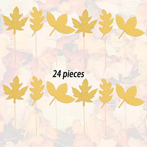26 Pcs Autumn Glitter Maple Leaf Cake Topper Picks Flash Gold Orange Autumn Cake Topper For Fall Theme Theme Birthday Autumn Thanksgiving Party Supplies Decoration… #TOP4