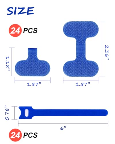 Cable Management Sets, 24 Pcs Multicolor Cable Labels and 24 Pcs Reusable Fastening Cable Ties - For Home, Office, Desk, Wire, Cable Organizer, Cord Management — view 2