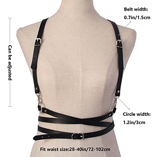 XCSJ Punk riem voor dames, punk leer, trekkoord voor dames, PU-leer, borsttrekkoord, zwart, bodysuit, verstelbare lichaamssieraden, gothic riem, geschikt voor cosplay, prom, rave, halloweenkostuum - Image 5