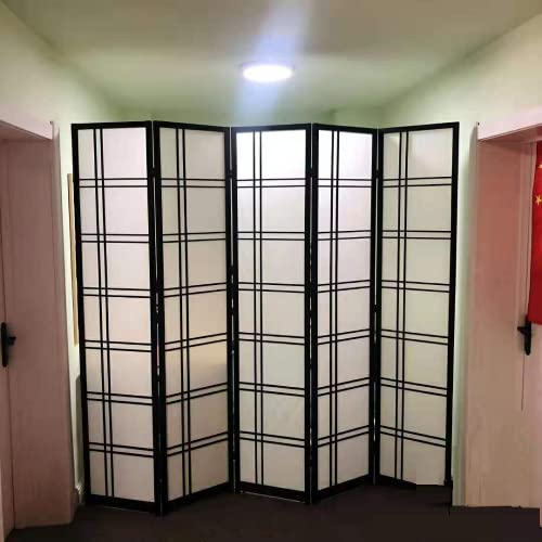 Japanische Paravent Raumteiler Trennwand 200x200cm 5-teilig Doppelkreuz Schwarz Japanische Paravent Raumteiler Shoji Raumtrenner Spanische Wand Sichtschutz Trennwand