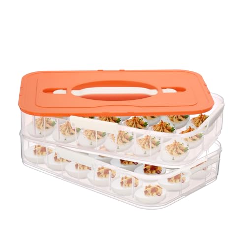 Portahuevos transparente apilable BTSKY con asa portátil para proteger tus alimentos 8