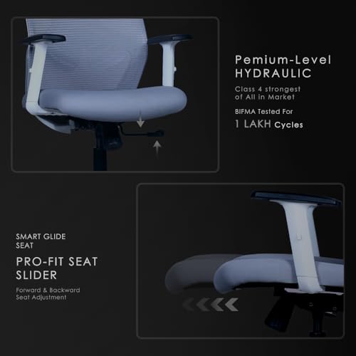 Image of Varaha Sattva BIS Certified Ergonomic Office High Back Chair | 5 Year Warranty| Adjustable 2D Headrest, 1D PU Armrest, Seat Sliding Mechanism with 3 Multilock Recline| Gaming Desk Chair for Home|White
