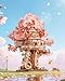 ROBOTIME DIY Miniature House Kits for Adults, 3D Wooden Puzzles for Teenager, Japanese Cherry Blossom Tree Sakura Bonsai Plants for Birthday Gifts and Hobbies (Sakura Tree House)