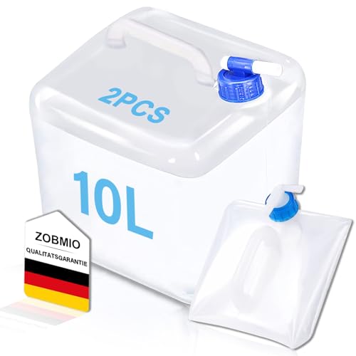 ZOBMIO 2er Set Wasserkanister, Wasserkanister mit Hahn 10 Liter,...