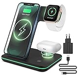 iphone wireless charger 【SICHERES LADEGERÄT】Die induktive Ladestation verwendet die fortschrittlichste automatische Steuerungstechnologie. Das Telefon Ladegerät schaltet sich automatisch aus, wenn das Telefon vollständig aufgeladen ist. Schützt den Akku Ihres Geräts vor Überladungsschäden. Dieses Schnellladegerät mit Überstromschutz, Überspannungsschutz und Überladeschutz sorgt für Ihre Ladesicherheit. Der mitgelieferte 18W QC 3.0-Schnell Adapter kann die Ladegeschwindigkeit beschleunigen.