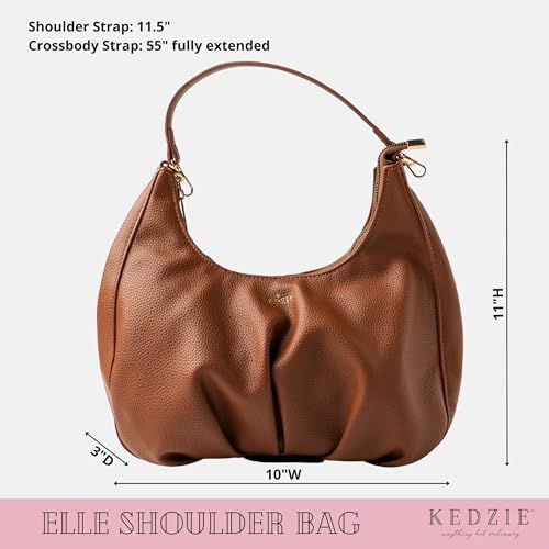 KEDZIE Elle Shoulder Bag Vegan Leather Crossbody Purse for Women - Chestnut3