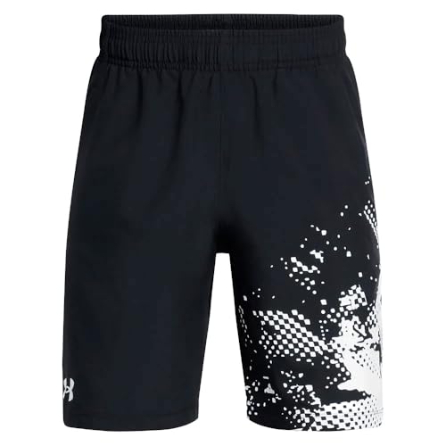 [A_[A[}[] UA Tech Woven Graphic Short Black White White YXS