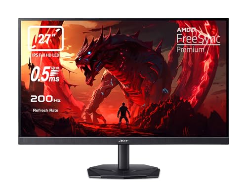 Migliori monitor PC 24 pollici Acer Nitro KG272X1bmiipfx Monitor Gaming PC 27', Display IPS Full HD 200 Hz, 0.5 ms, FreeSync Premium, HDMI (2.0) DP (1.2) Lum 250 cd/m2, ZeroFrame, Speaker Integrati, Audio Out, Cavo HDMI Incluso