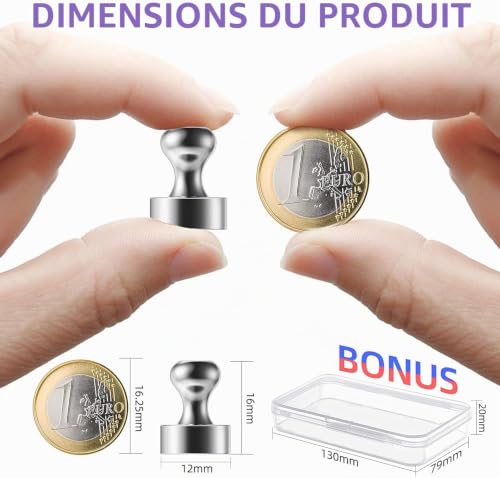 BUSATIA Aimant Puissant, N52 Aimants en avec Boîte de Rangement, 12x16mm Aimant Frigo Extrêmement Puissant pour Tableau Noir, Plaque Magnétique, Réfrigérateur -Mini Aimant Portable (24 Pièces) – vue 7