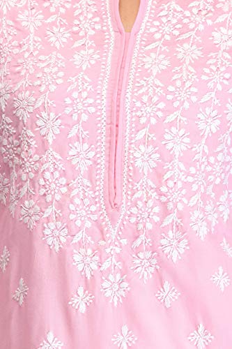 Image of Ada Hand Embroidered Lucknowi Chikankari Cotton Kurta for Women A130717 | Handcrafted lucknow chikan embroidery latest womens ethnic wear kurti tunic for office work wear
