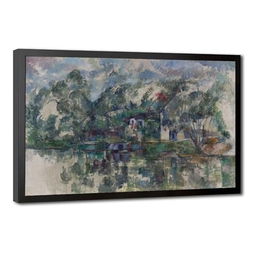 Impression sur toile Cezanne At The Waters Edge avec cadre de qualité