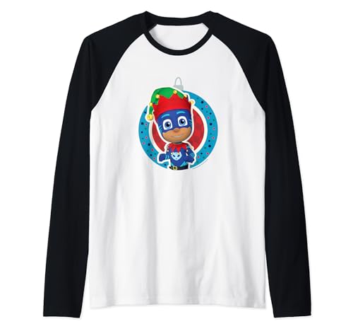PJ Masks Natale Catboy Superhero Xmas Holiday Ornament Maglia con Maniche Raglan