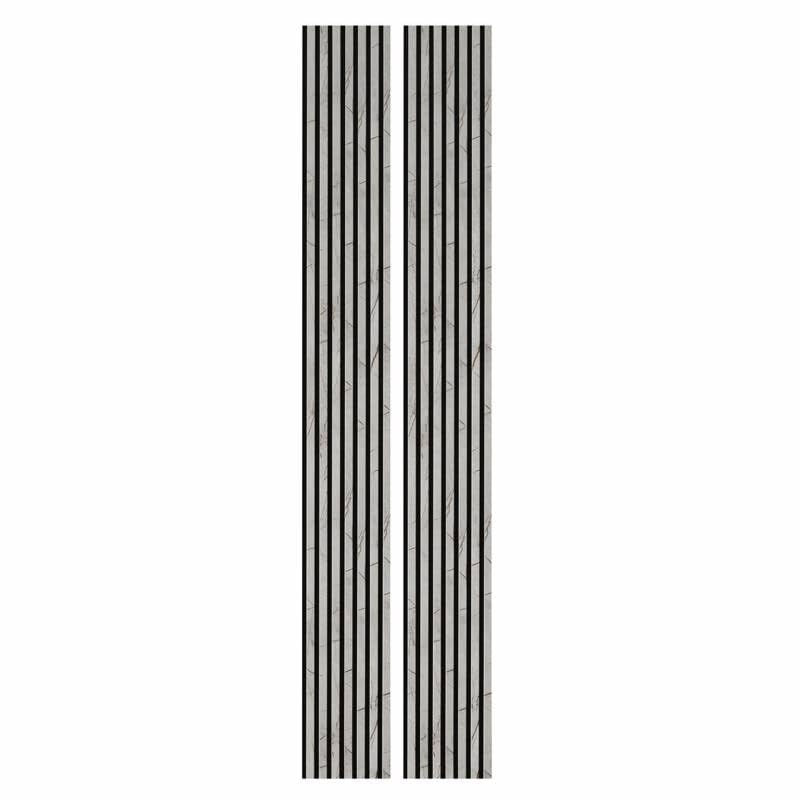DECOON - Lote de 2 paneles listones de madera, 250 x 30 x 1,9 cm, decoración de mármol, color gris y fieltro negro, 1,5 m²