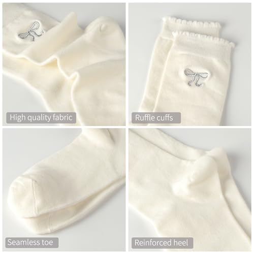 Image of Women's Cute Crew Socks, Casual Athletic Cotton Bowknot Cherry Calf Novelty Socks for Women