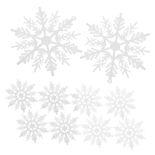 Hemoton 10pcs White Snowflake Ornaments Glitter Plastic Holiday Decorations for Christmas Trees Parties and Indoor Festivities Easy to Craft Snowflakes for Festive Ambiance
