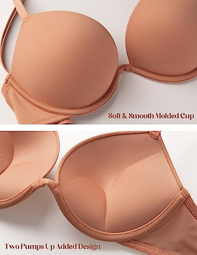 Image of Wingslove Women's Push Up Bra Deep V Plunge Underwire T-Shirt Bra Multiway 2 Cups Up