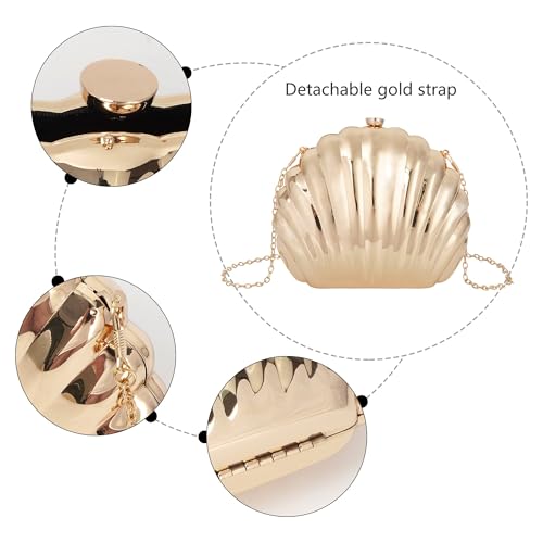 Image of Women Seashell Evening Bag Purse Mermaid Chain Strap Clutch Handbag Shoulder Bag | Seashell