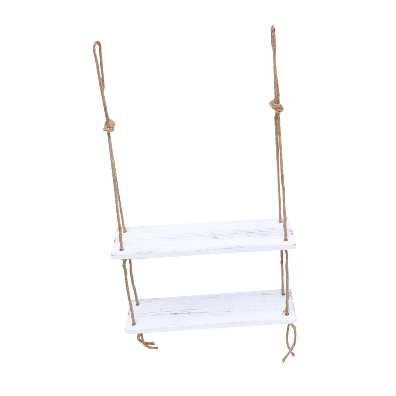 OUNONA 2livello Scaffale Bianco Sospeso Mensole in Mensola Espositiva in Juta Scaffale Espositivo Per Organizzare Oggetti Piccole Dimensioni