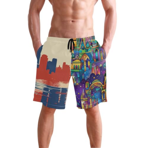 Short de plage extensible homme haut de gamme imprimé verre peint