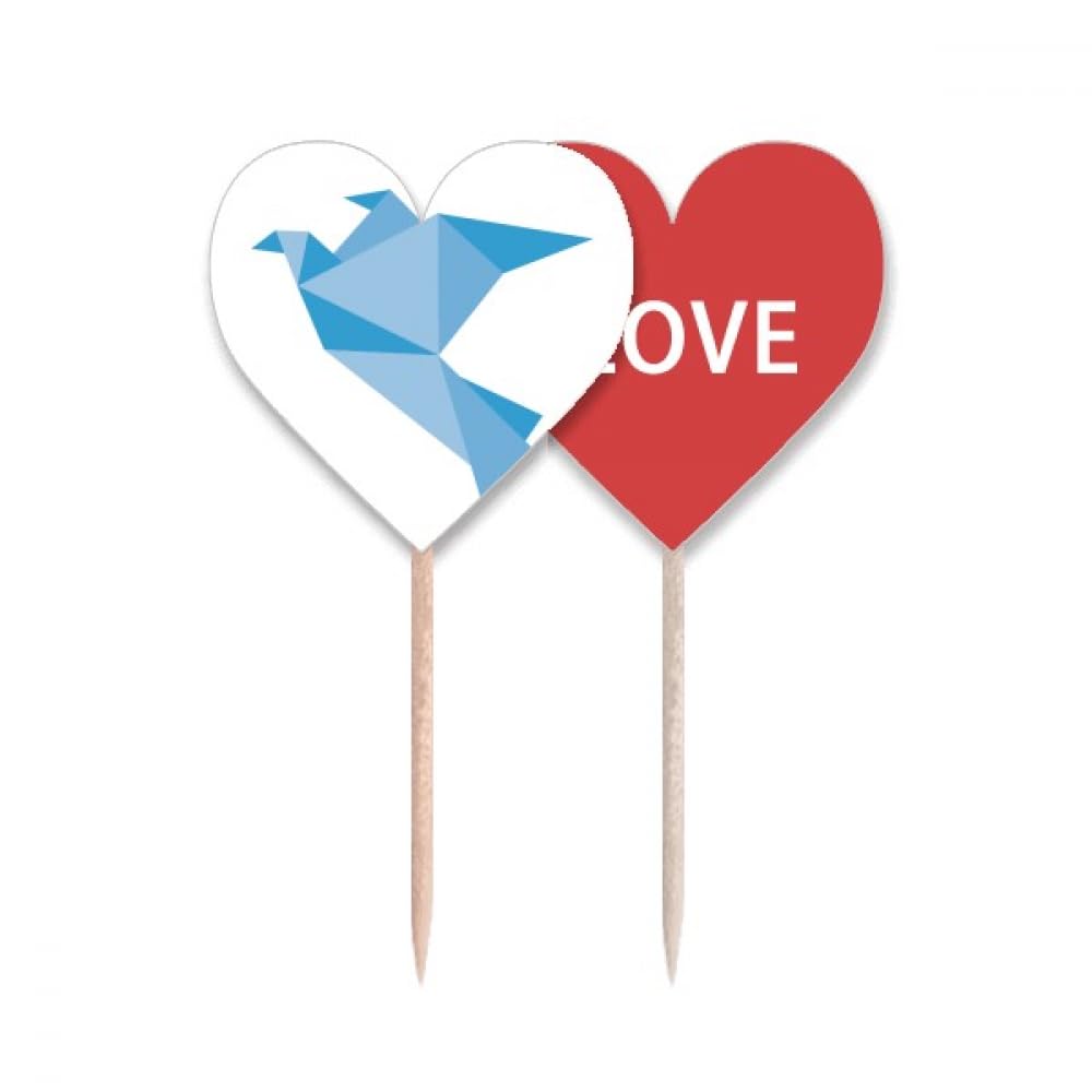 Cupcake pick pigeon bleu et cœur pour sublimer vos tables de mariage et buffets dînatoires